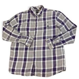 DC Shoes Riggs Plaid Shirt XL Purple Gray Long Sleeve Grunge Skater Button Down